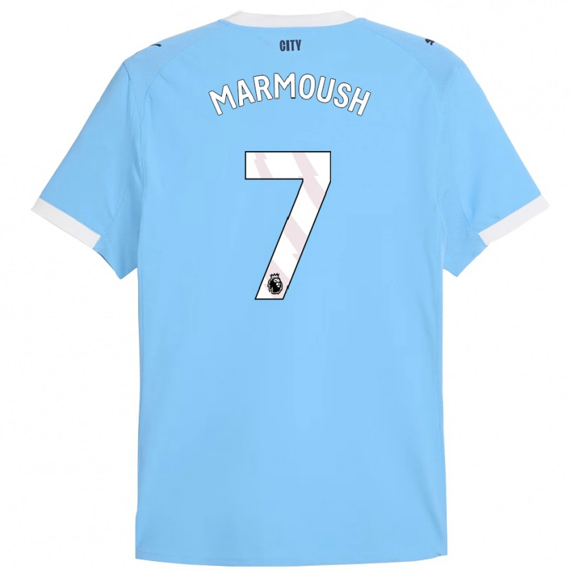 Danxen Femme Maillot Omar Marmoush #7 Bleu Ciel Blanc Tenues Domicile 2025/26 T-Shirt