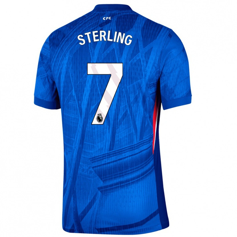 Danxen Femme Maillot Raheem Sterling #7 Bleu Blanc Tenues Domicile 2025/26 T-Shirt