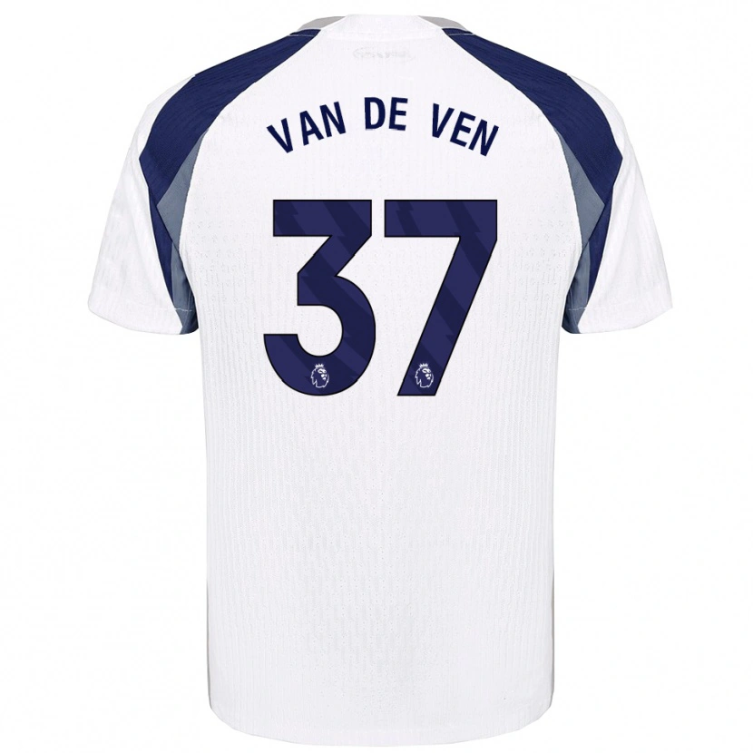 Danxen Femme Maillot Micky Van De Ven #37 Blanc Marine Tenues Domicile 2025/26 T-Shirt
