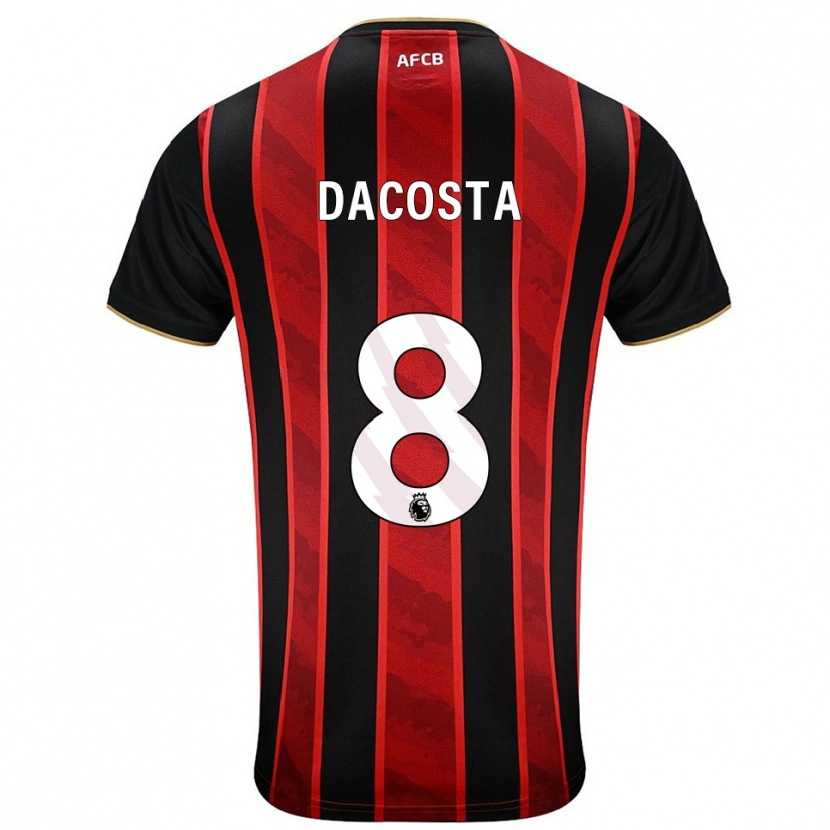 Danxen Femme Maillot Malcom Dacosta #8 Rouge Noir Tenues Domicile 2025/26 T-Shirt