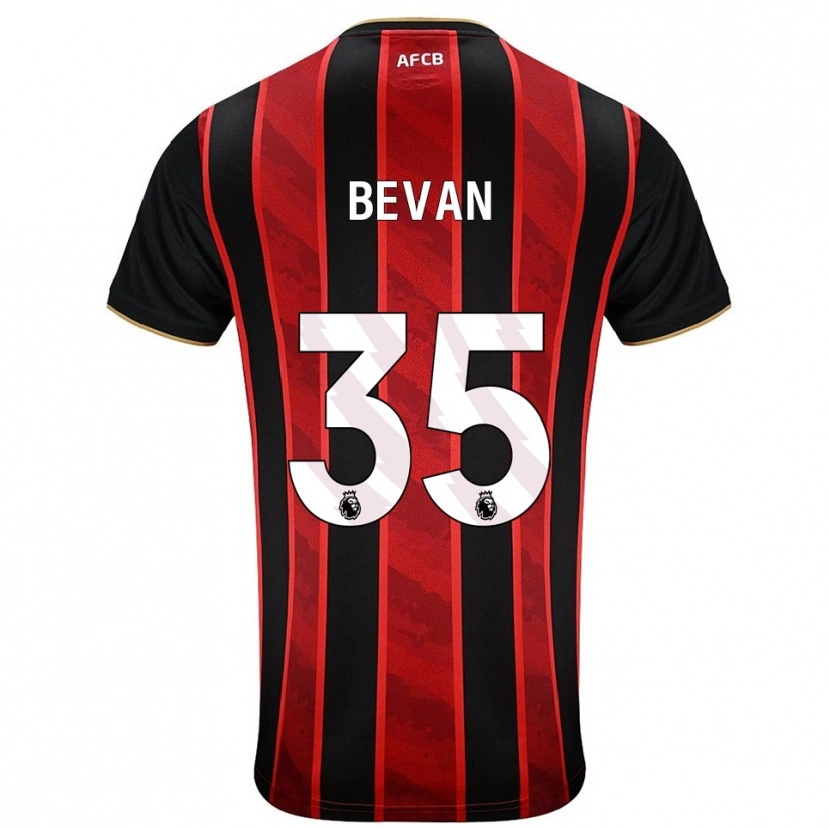 Danxen Femme Maillot Owen Bevan #35 Rouge Noir Tenues Domicile 2025/26 T-Shirt