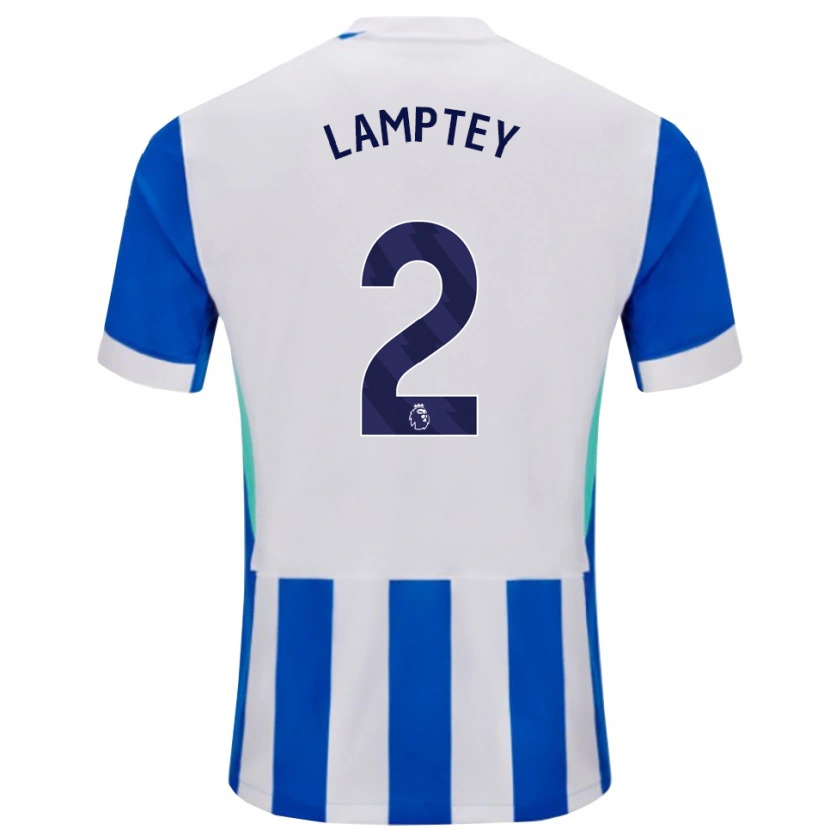 Danxen Femme Maillot Tariq Lamptey #2 Bleu Blanc Tenues Domicile 2025/26 T-Shirt