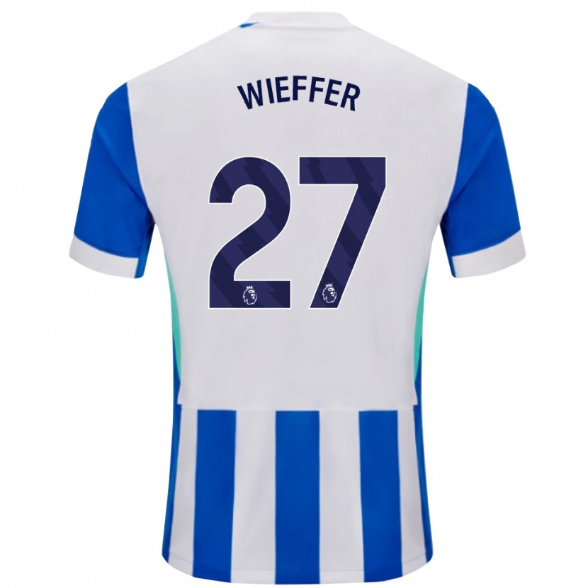 Danxen Femme Maillot Mats Wieffer #27 Bleu Blanc Tenues Domicile 2025/26 T-Shirt