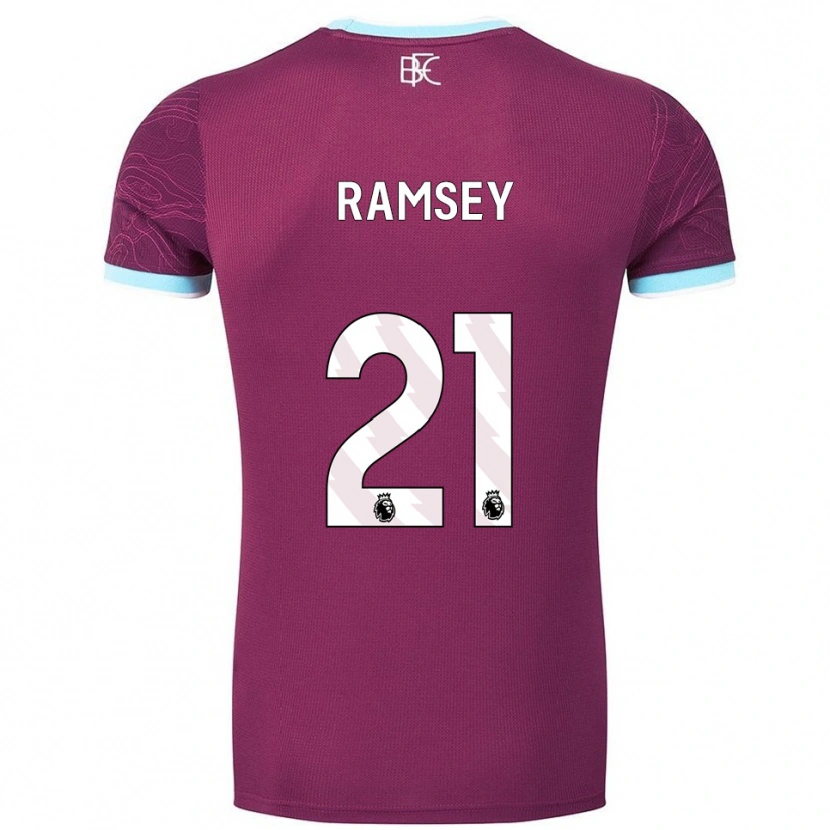Danxen Femme Maillot Aaron Ramsey #21 Bourgogne Bleu Ciel Tenues Domicile 2025/26 T-Shirt
