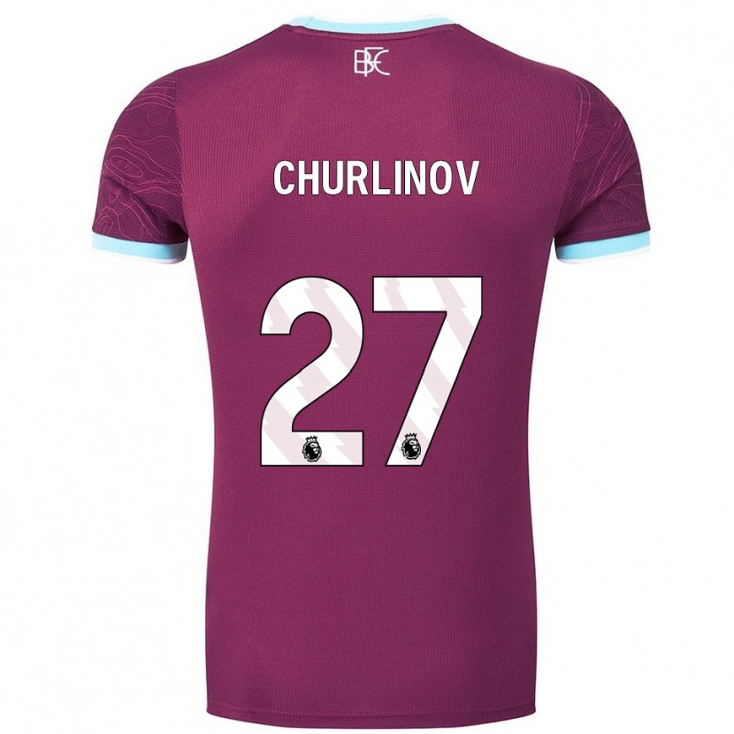 Danxen Femme Maillot Darko Churlinov #27 Bourgogne Bleu Ciel Tenues Domicile 2025/26 T-Shirt