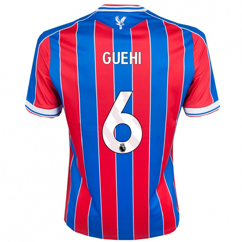 Danxen Femme Maillot Marc Guéhi #6 Bleu Rouge Blanc Tenues Domicile 2025/26 T-Shirt