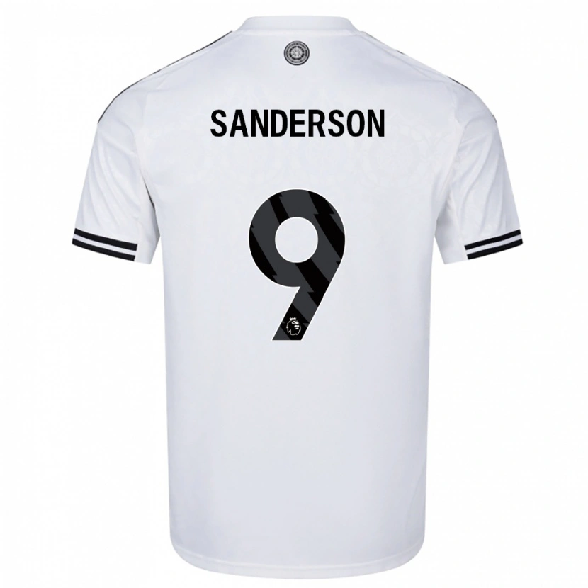 Danxen Femme Maillot Oliver Sanderson #9 Blanc Noir Tenues Domicile 2025/26 T-Shirt