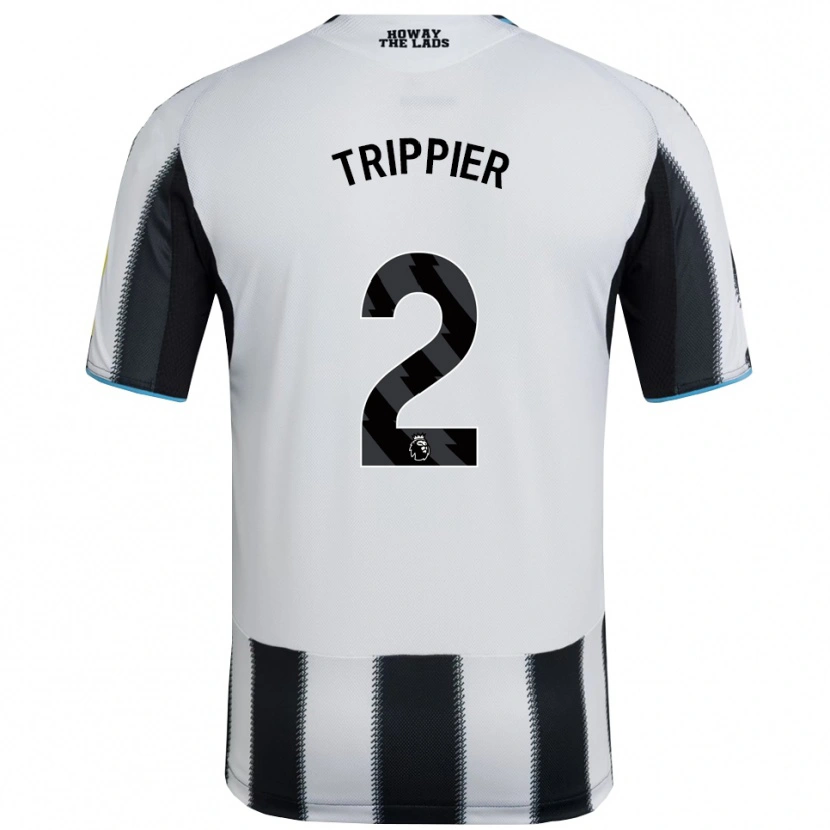 Danxen Femme Maillot Kieran Trippier #2 Noir Blanc Tenues Domicile 2025/26 T-Shirt