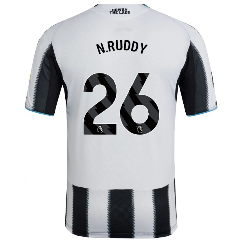 Danxen Femme Maillot John Ruddy #26 Noir Blanc Tenues Domicile 2025/26 T-Shirt