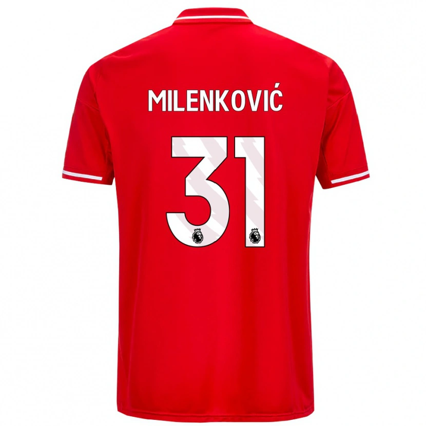 Danxen Femme Maillot Nikola Milenković #31 Rouge Blanc Tenues Domicile 2025/26 T-Shirt