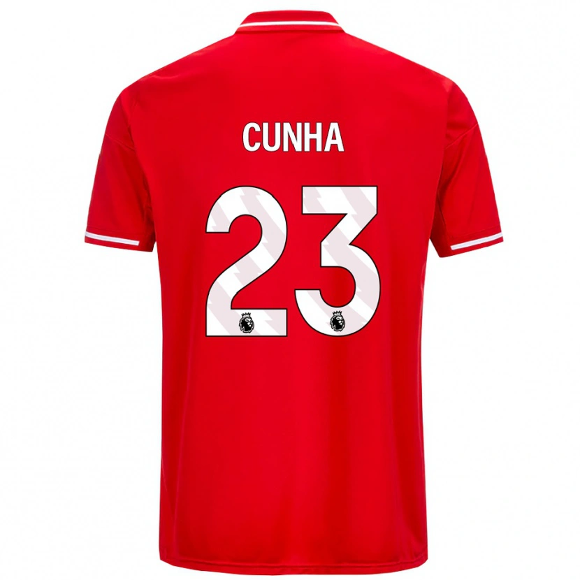 Danxen Femme Maillot Jair Cunha #23 Rouge Blanc Tenues Domicile 2025/26 T-Shirt