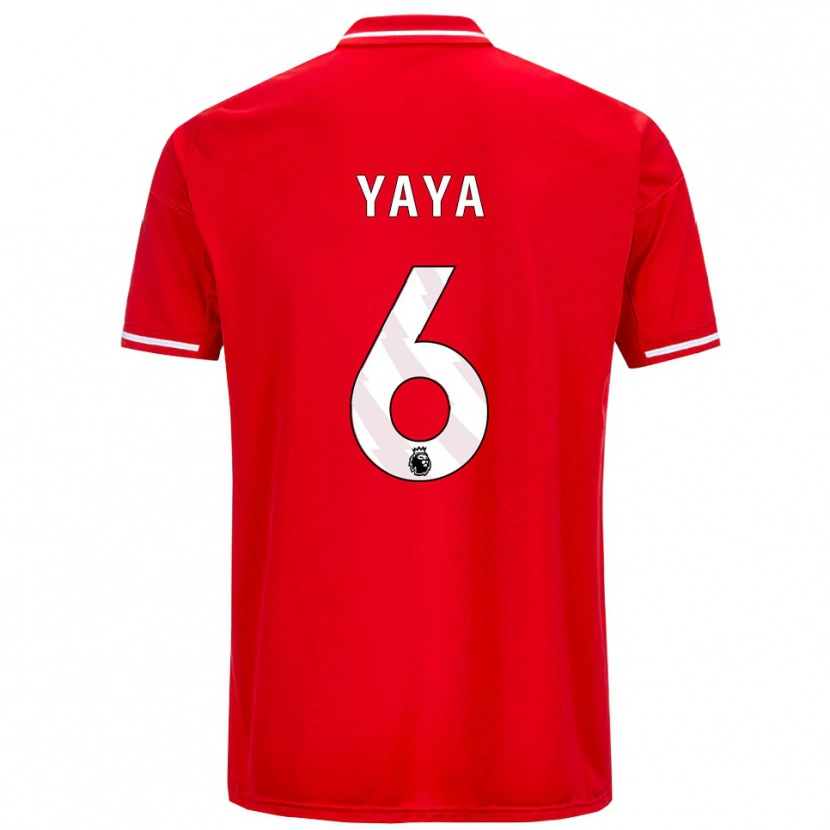 Danxen Femme Maillot Cherif Yaya #6 Rouge Blanc Tenues Domicile 2025/26 T-Shirt