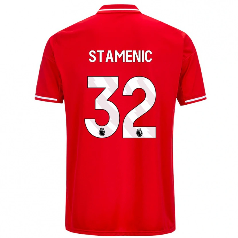 Danxen Femme Maillot Marko Stamenic #32 Rouge Blanc Tenues Domicile 2025/26 T-Shirt