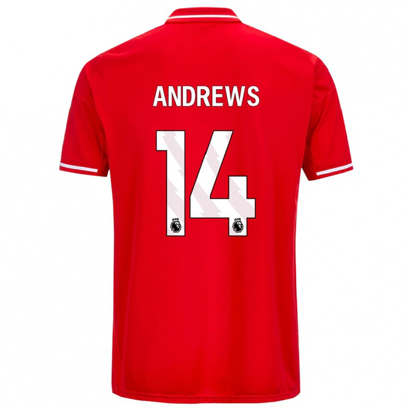 Danxen Femme Maillot Harvey Andrews #14 Rouge Blanc Tenues Domicile 2025/26 T-Shirt