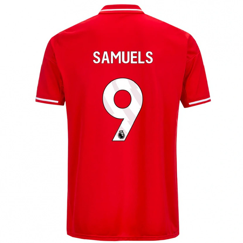 Danxen Femme Maillot Shakur Samuels #9 Rouge Blanc Tenues Domicile 2025/26 T-Shirt