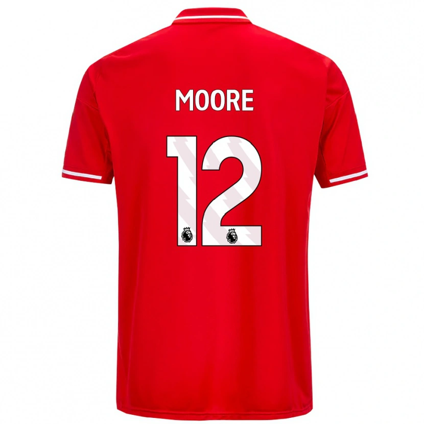Danxen Femme Maillot Daniel Moore #12 Rouge Blanc Tenues Domicile 2025/26 T-Shirt