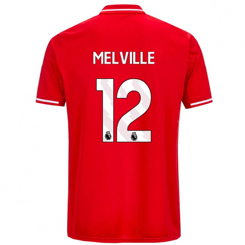 Danxen Femme Maillot Logan Melville #12 Rouge Blanc Tenues Domicile 2025/26 T-Shirt