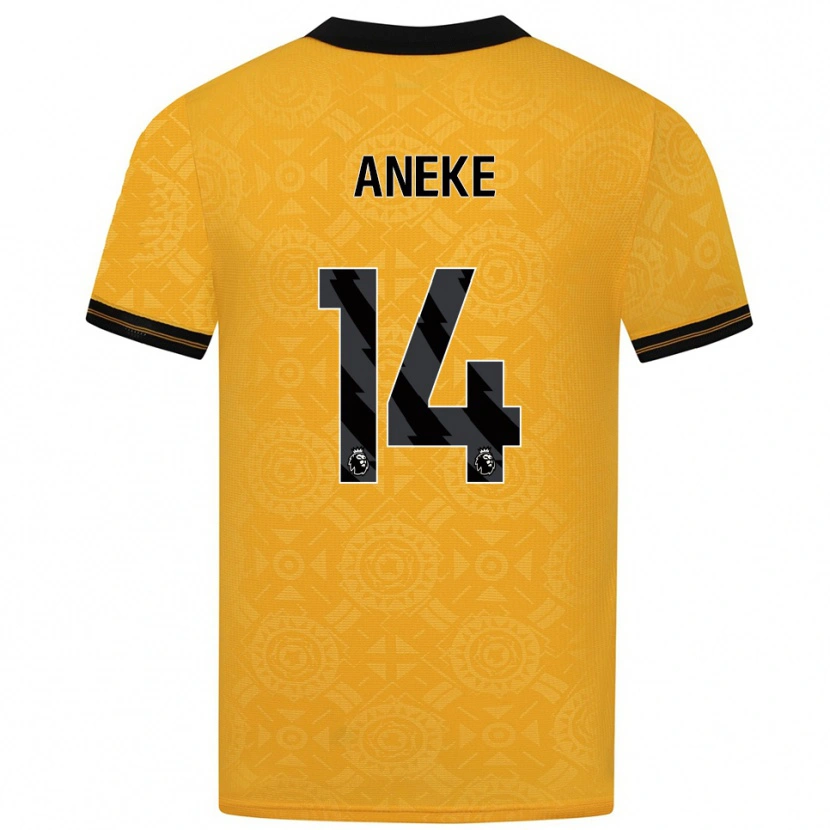 Danxen Femme Maillot Aaron Aneke #14 Jaune Noir Tenues Domicile 2025/26 T-Shirt