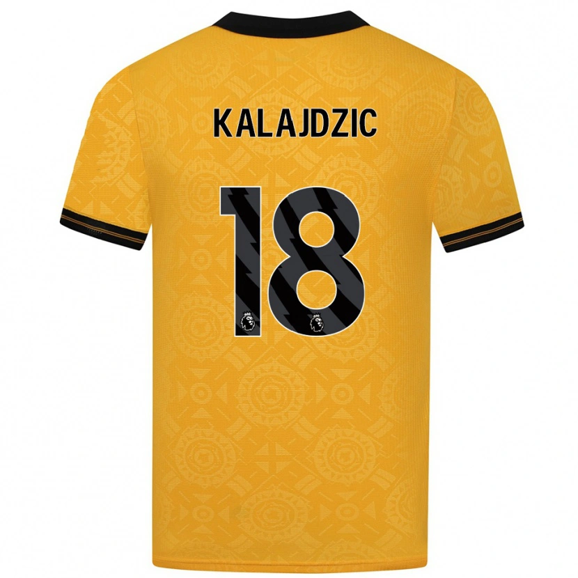 Danxen Femme Maillot Sasa Kalajdzic #18 Jaune Noir Tenues Domicile 2025/26 T-Shirt