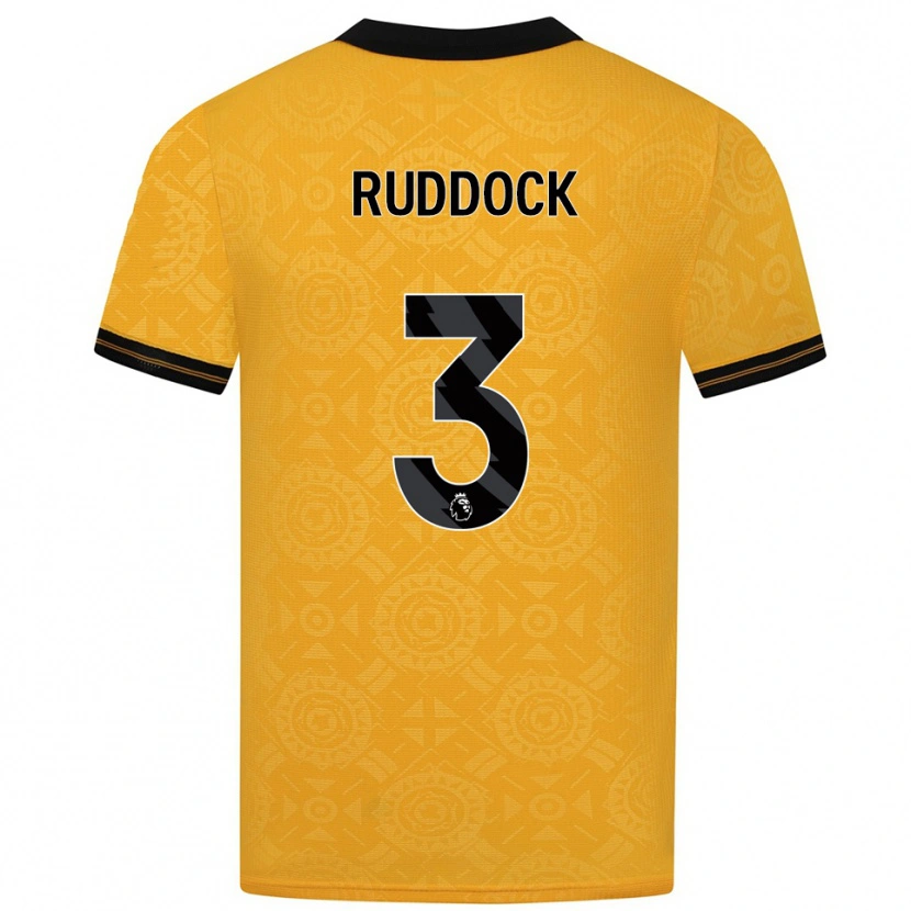 Danxen Femme Maillot Max Ruddock #3 Jaune Noir Tenues Domicile 2025/26 T-Shirt