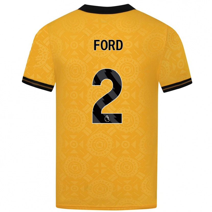 Danxen Femme Maillot Hayden Ford #2 Jaune Noir Tenues Domicile 2025/26 T-Shirt