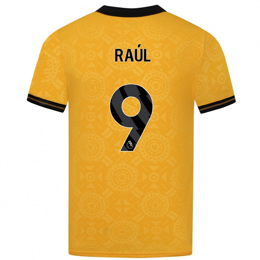 Danxen Femme Maillot Raul Jimenez #9 Jaune Noir Tenues Domicile 2025/26 T-Shirt