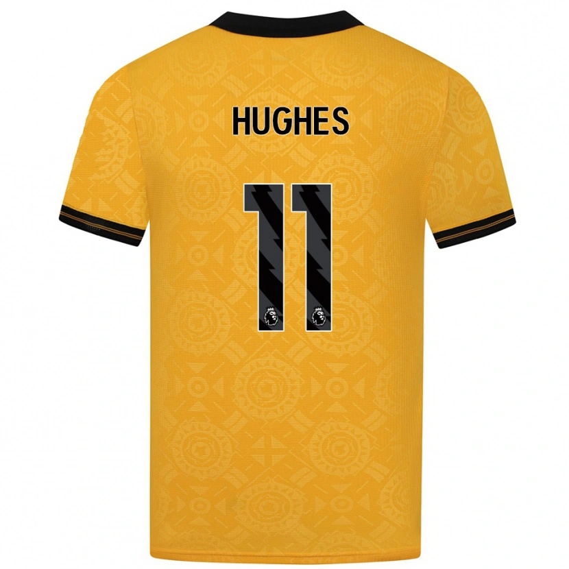 Danxen Femme Maillot Amber Hughes #11 Jaune Noir Tenues Domicile 2025/26 T-Shirt