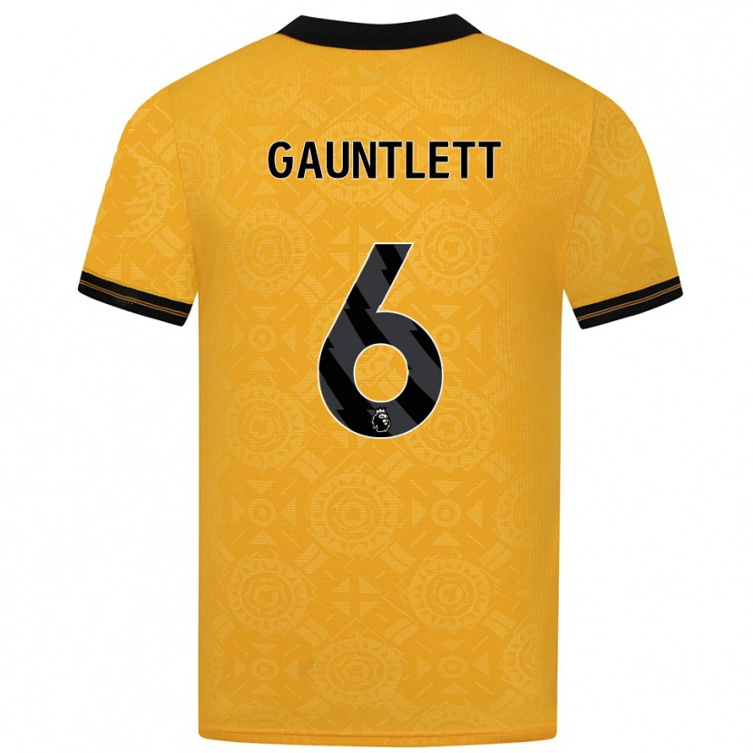 Danxen Femme Maillot Maz Gauntlett #6 Jaune Noir Tenues Domicile 2025/26 T-Shirt