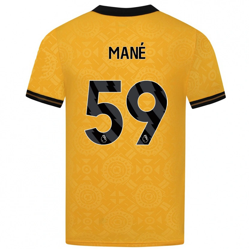Danxen Femme Maillot Mateus Mané #59 Jaune Noir Tenues Domicile 2025/26 T-Shirt