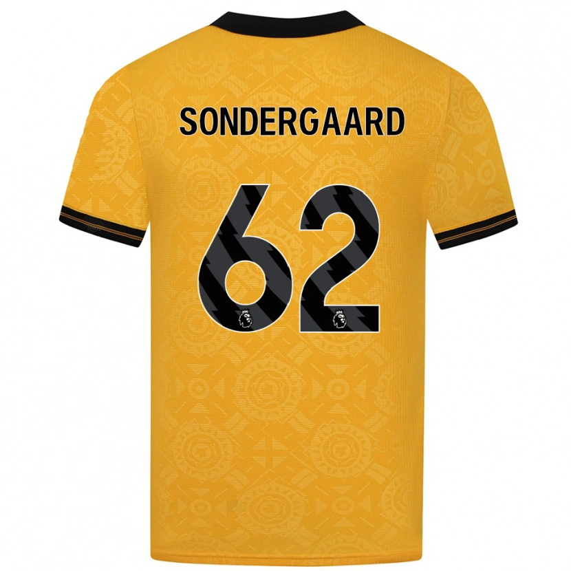 Danxen Femme Maillot Andreas Sondergaard #62 Jaune Noir Tenues Domicile 2025/26 T-Shirt
