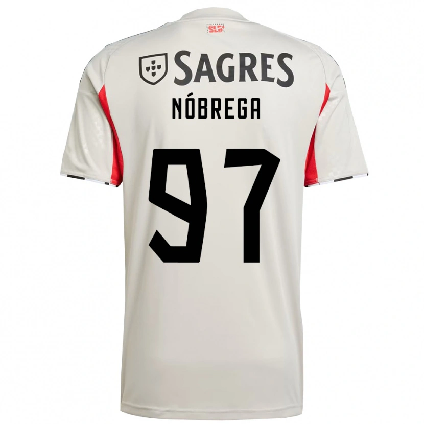 Danxen Femme Maillot Ricardo Nóbrega #97 Blanc Cassé Rouge Tenues Extérieur 2025/26 T-Shirt