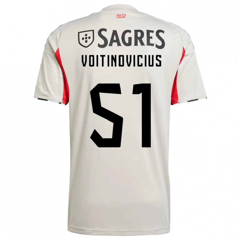 Danxen Femme Maillot Arnas Voitinovičius #51 Blanc Cassé Rouge Tenues Extérieur 2025/26 T-Shirt