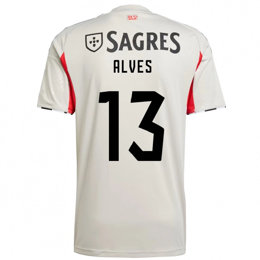 Danxen Femme Maillot Lúcia Alves #13 Blanc Cassé Rouge Tenues Extérieur 2025/26 T-Shirt