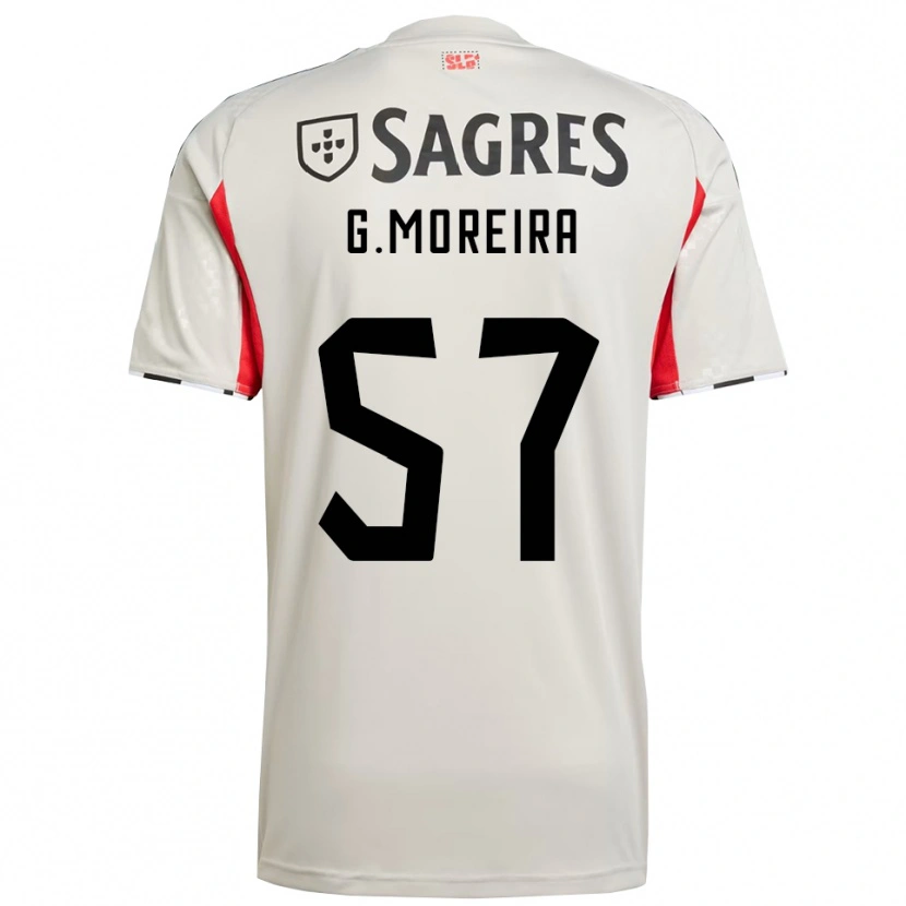 Danxen Femme Maillot Gonçalo Moreira #57 Blanc Cassé Rouge Tenues Extérieur 2025/26 T-Shirt