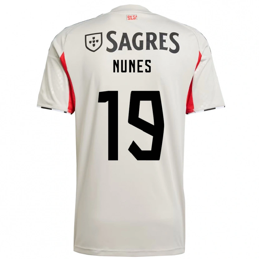 Danxen Femme Maillot Bernardo Nunes #19 Blanc Cassé Rouge Tenues Extérieur 2025/26 T-Shirt