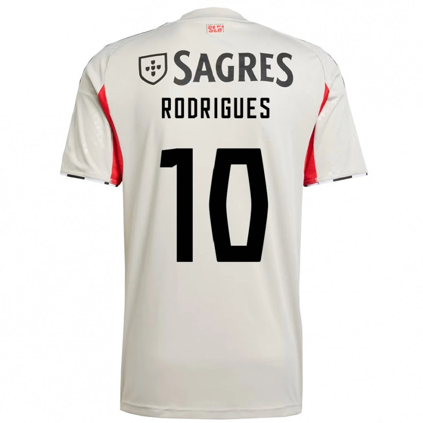 Danxen Femme Maillot Tiago Rodrigues #10 Blanc Cassé Rouge Tenues Extérieur 2025/26 T-Shirt