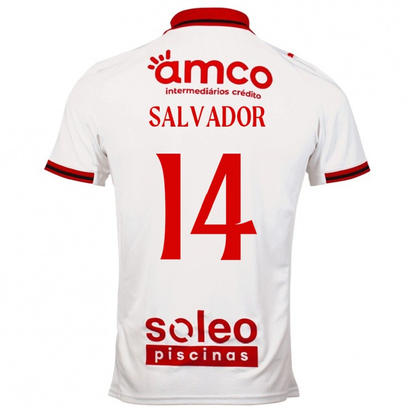 Danxen Femme Maillot João Salvador #14 Blanc Rouge Tenues Extérieur 2025/26 T-Shirt