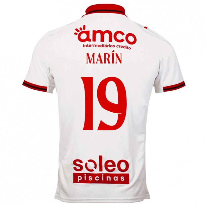 Danxen Femme Maillot Adrián Marín #19 Blanc Rouge Tenues Extérieur 2025/26 T-Shirt