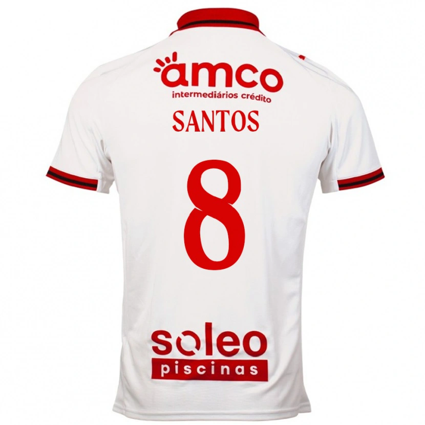 Danxen Femme Maillot Vicente Santos #8 Blanc Rouge Tenues Extérieur 2025/26 T-Shirt