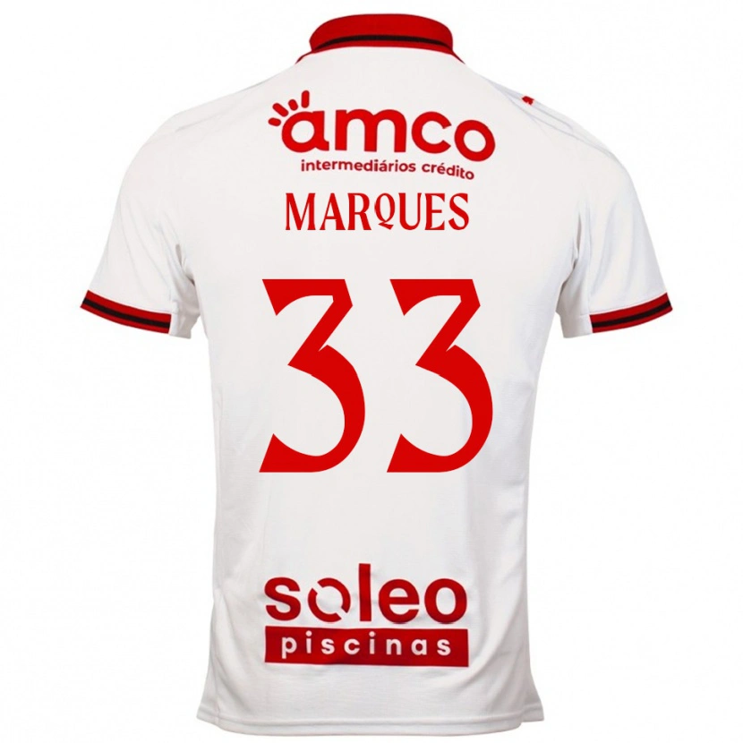 Danxen Femme Maillot João Marques #33 Blanc Rouge Tenues Extérieur 2025/26 T-Shirt