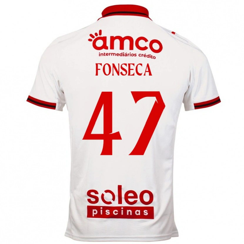 Danxen Femme Maillot Diogo Fonseca #47 Blanc Rouge Tenues Extérieur 2025/26 T-Shirt
