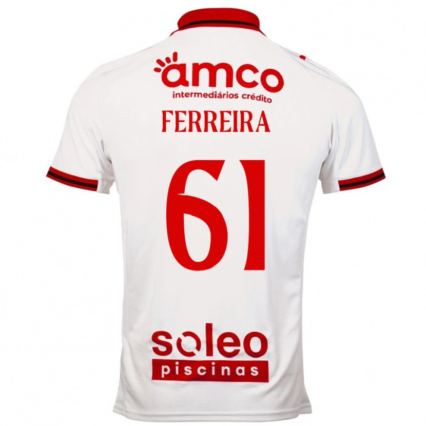 Danxen Femme Maillot Tiago Ferreira #61 Blanc Rouge Tenues Extérieur 2025/26 T-Shirt