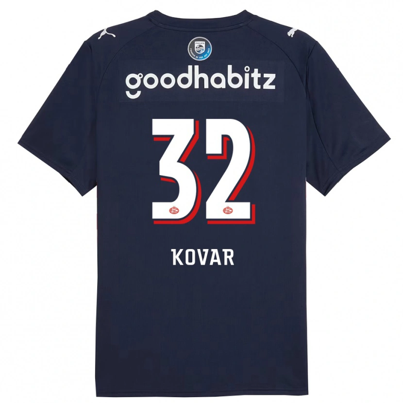 Danxen Femme Maillot Matej Kovar #32 Marine Blanc Tenues Extérieur 2025/26 T-Shirt