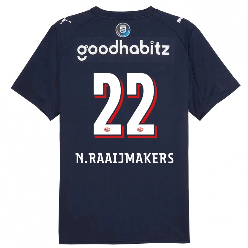 Danxen Femme Maillot Niels Raaijmakers #22 Marine Blanc Tenues Extérieur 2025/26 T-Shirt