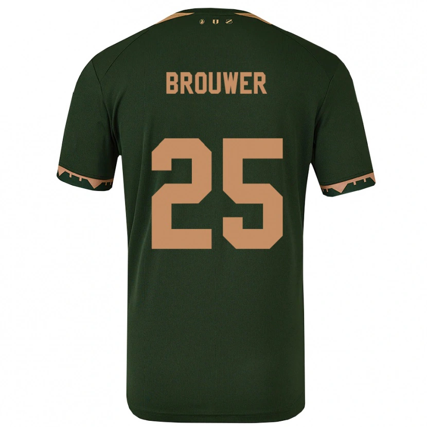Danxen Femme Maillot Michael Brouwer #25 Vert Or Tenues Extérieur 2025/26 T-Shirt