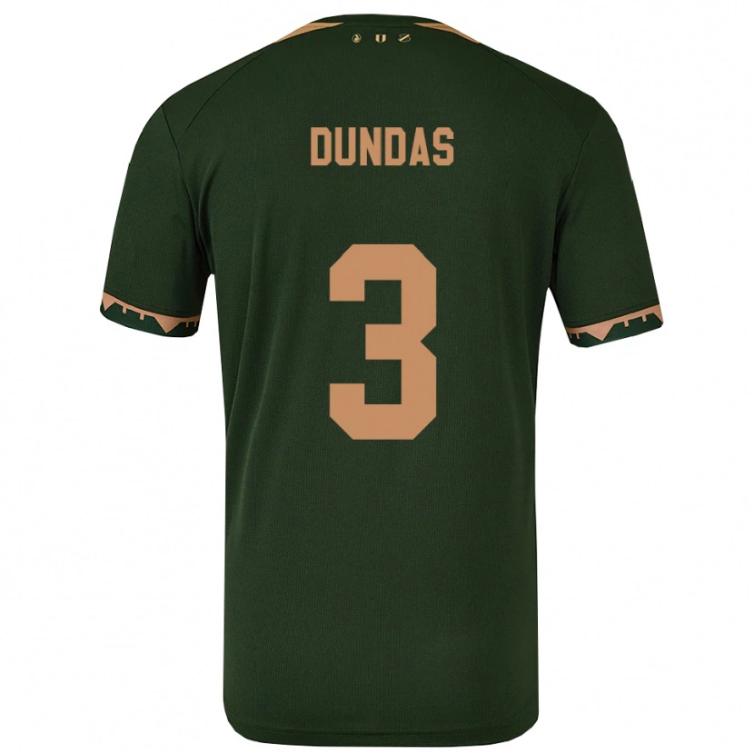 Danxen Femme Maillot Noa Dundas #3 Vert Or Tenues Extérieur 2025/26 T-Shirt