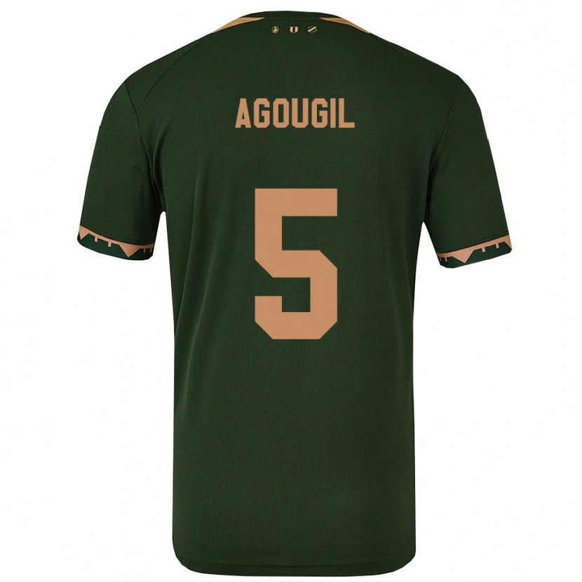 Danxen Femme Maillot Oualid Agougil #5 Vert Or Tenues Extérieur 2025/26 T-Shirt