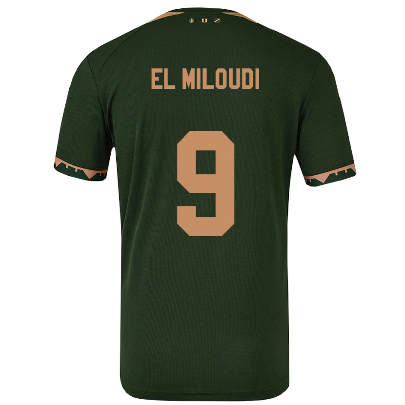 Danxen Femme Maillot Rayan El Miloudi #9 Vert Or Tenues Extérieur 2025/26 T-Shirt