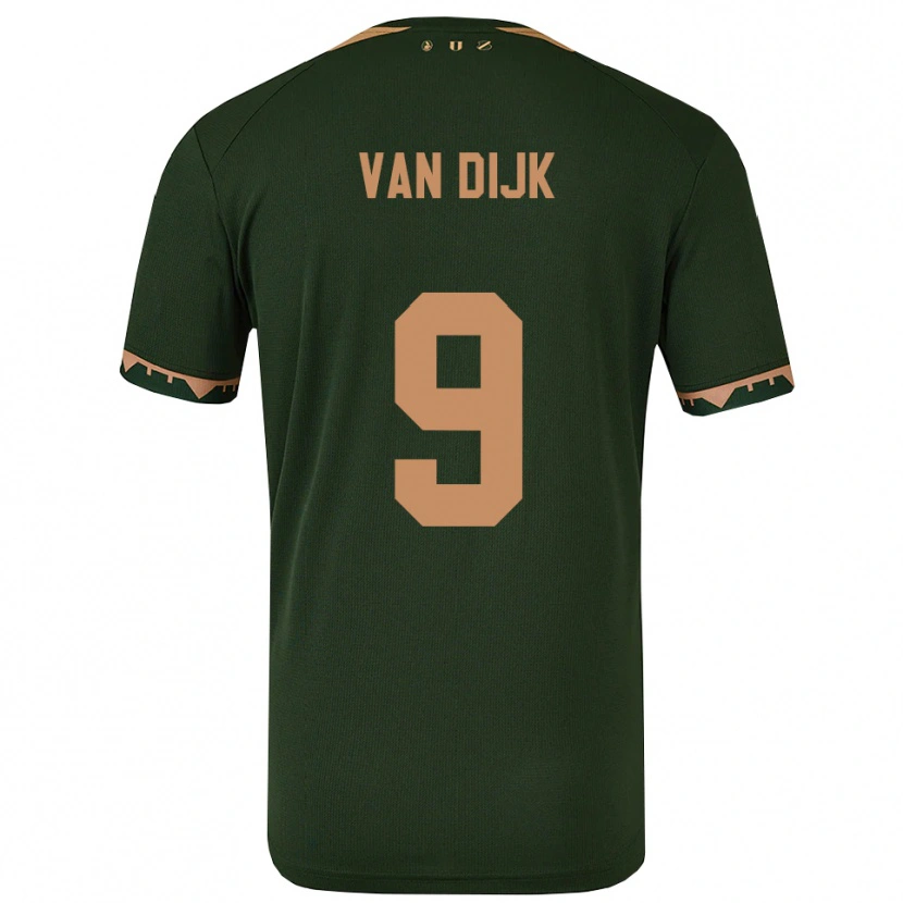 Danxen Femme Maillot Bright Van Dijk #9 Vert Or Tenues Extérieur 2025/26 T-Shirt