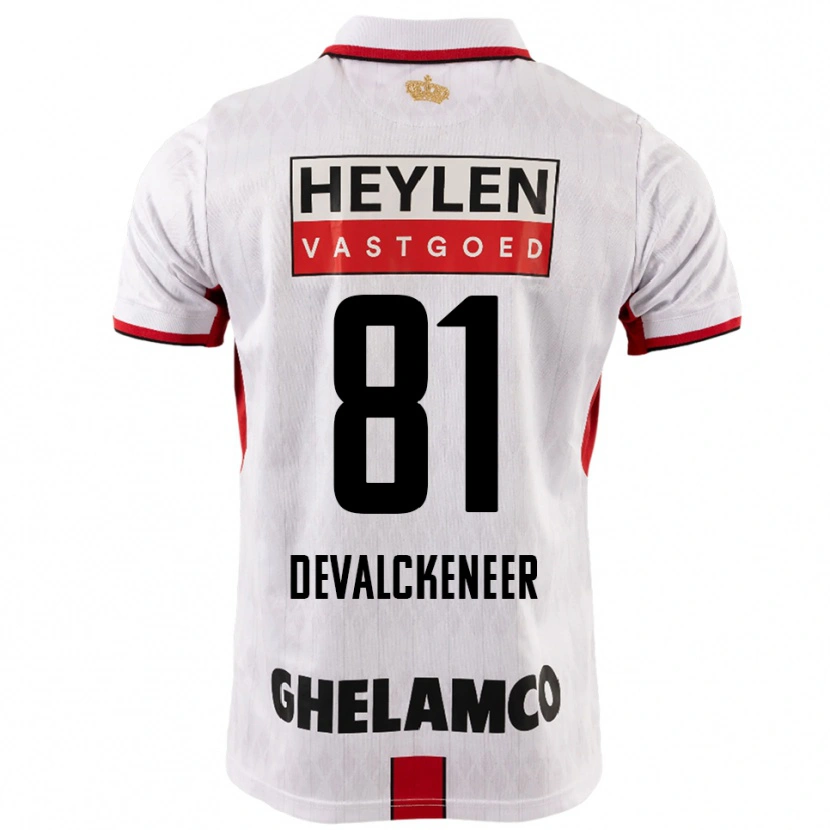 Danxen Femme Maillot Niels Devalckeneer #81 Blanc Rouge Tenues Extérieur 2025/26 T-Shirt